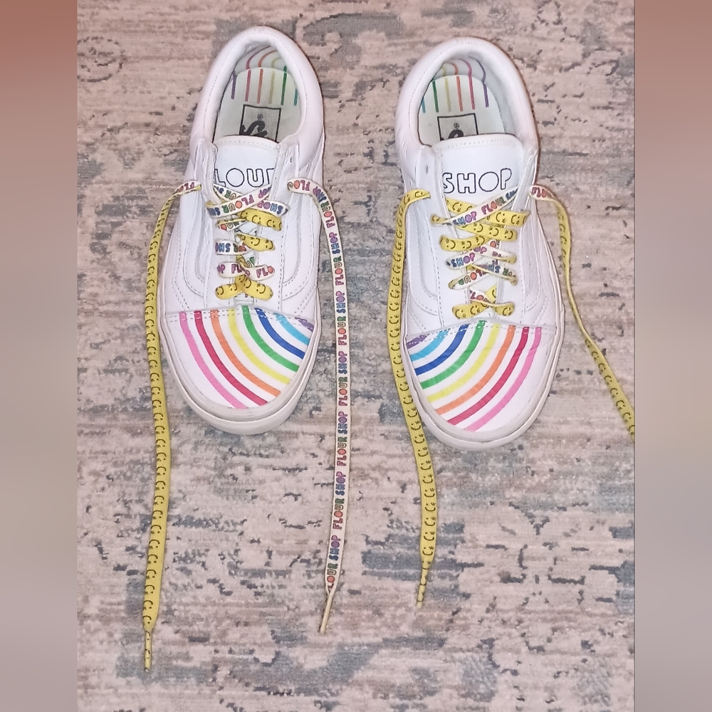 Vans X Flower Shop Leather Women's 6.5 Sneakers